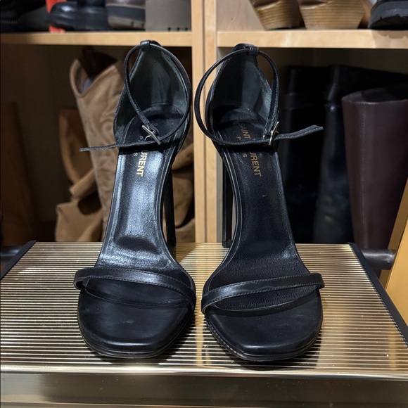 Saint Laurent Black ankle strap Stiletto Heels Sz 38.5 - Picture 3 of 5